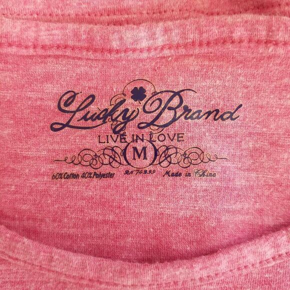 Lucky Brand Girls Top Sz M Pink Embroidered Hamsa Hand Long Sleeve Peplum Tee - Picture 3 of 7